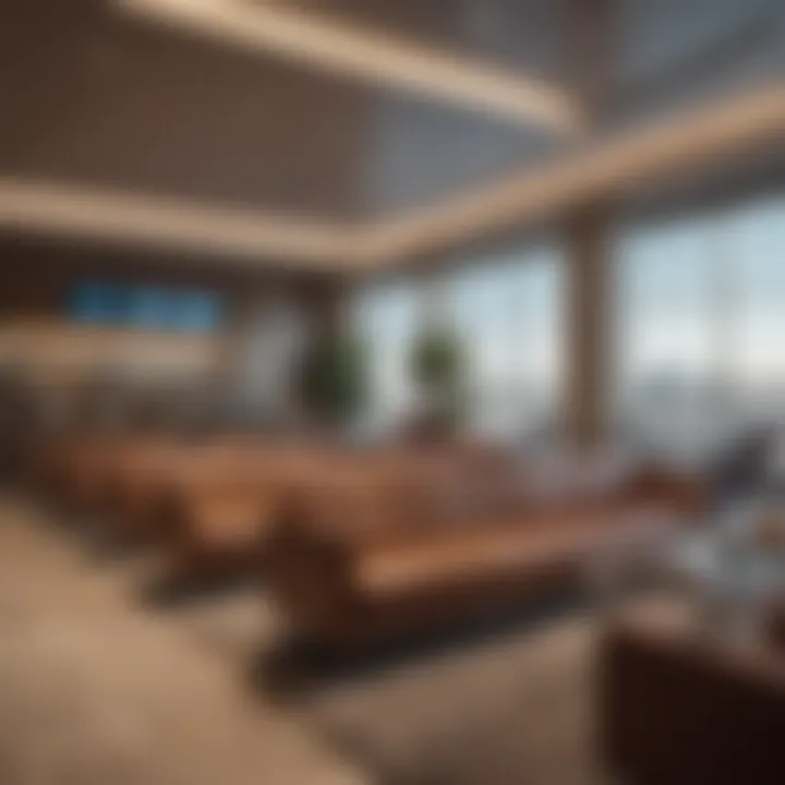 Inviting atmosphere of an exclusive airport lounge.