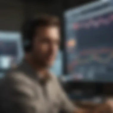 Trader using radio for real-time market insights