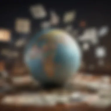 Global Currencies and Travel A globe with various currencies symbolizing international transactions