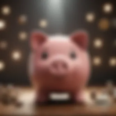 An illustration of a piggy bank surrounded by various financial symbols.