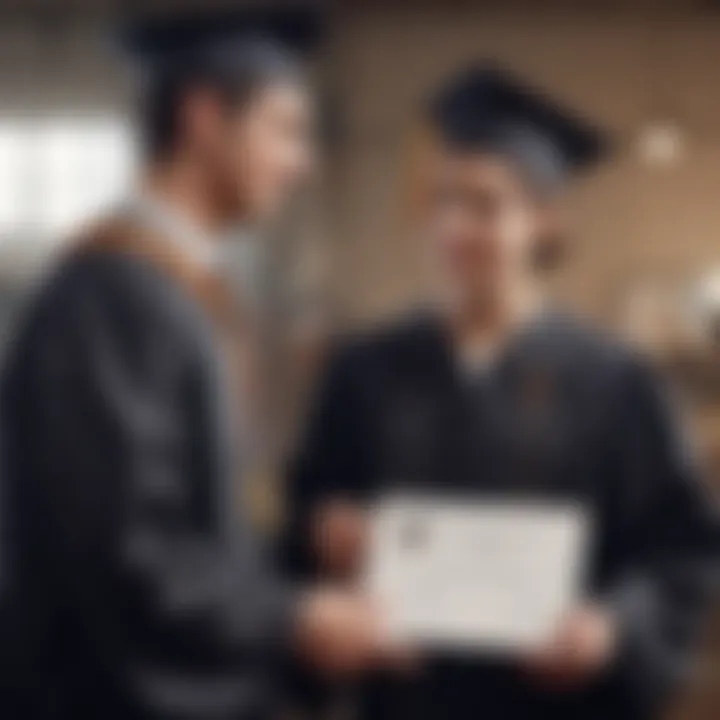 A graduate receiving a technical degree diploma