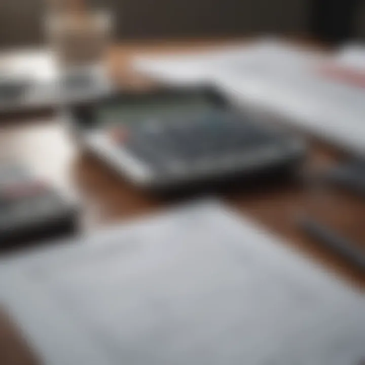 Close-up of financial documents and a calculator on a desk