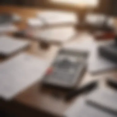 A calculator and financial documents on a table