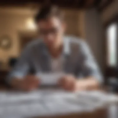 Examining Financial Documents A thoughtful person examining financial documents