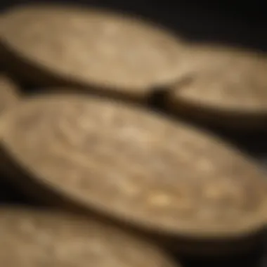 Close-up of gold coins showcasing intricate designs