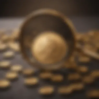 A magnifying glass over a gold coin to emphasize valuation