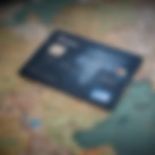 US Bank credit card on a world map